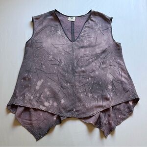 3RD SEASON LOS ANGELES pink black purple tie dye space print shark bite hem tank